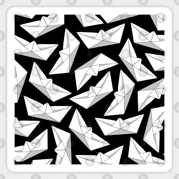 Origami Boat Black Sticker by Sketchbook ni Abi